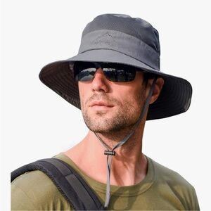 Men's UV Protection Wide Brim Sun Hat  - Gray - Outdoor Performance